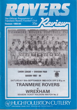 Tranmere Rovers v Wrexham Match Programme 1983-09-10